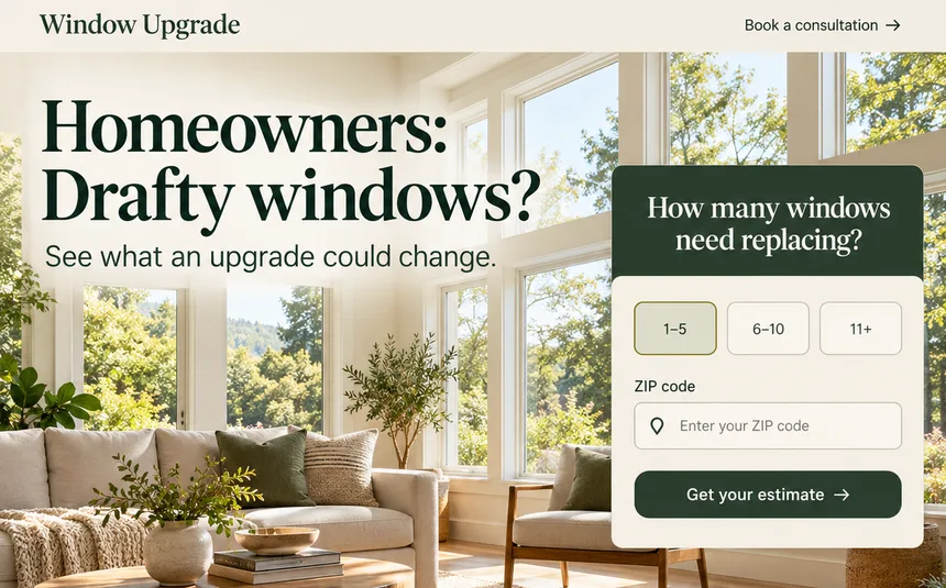 Home Improvement landing page that matches the ad