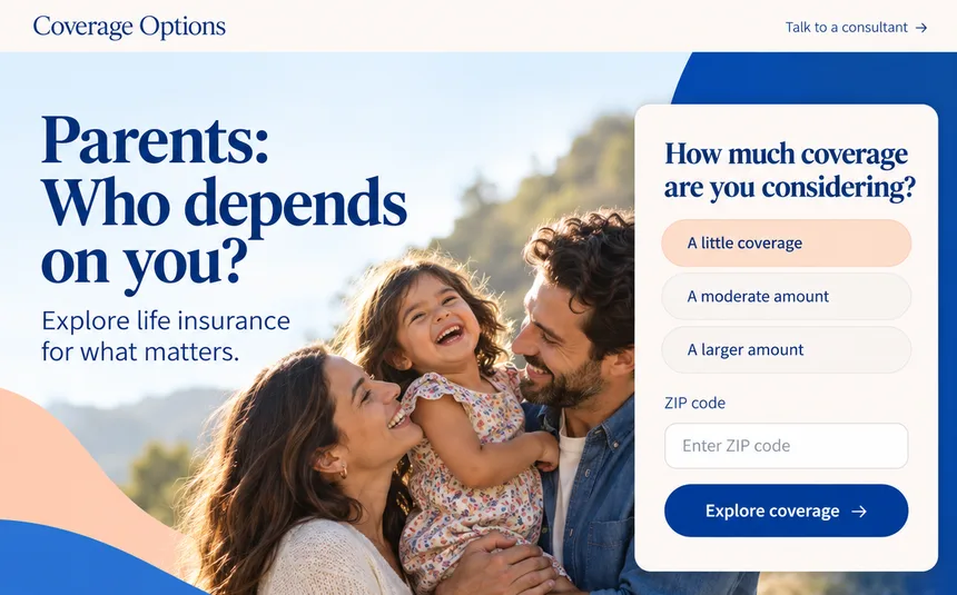 Insurance landing page that matches the ad