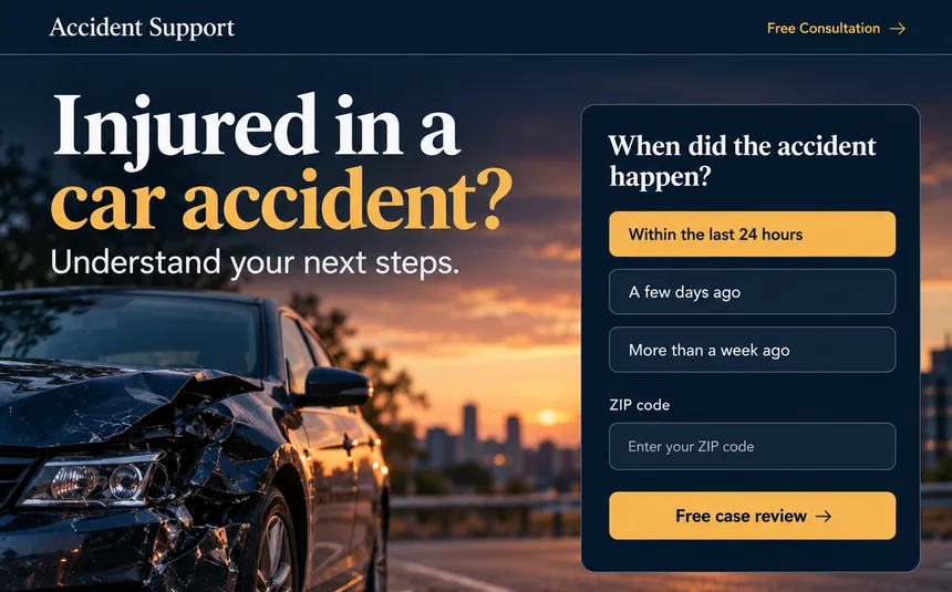 Personal Injury landing page that matches the ad